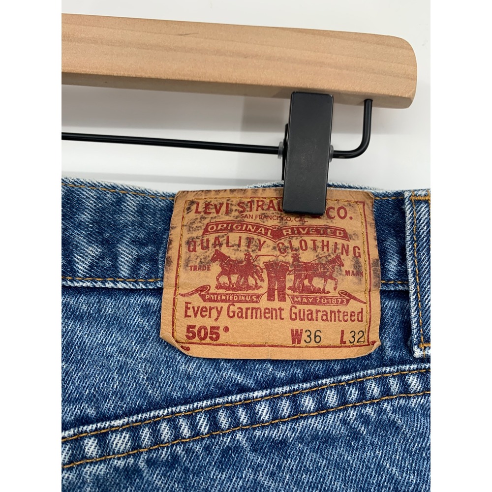 Vintage Levis 505 Jeans Mens 36x32 Blue Straight Leg Fade 90s Denim Pants - Picture 5 of 11